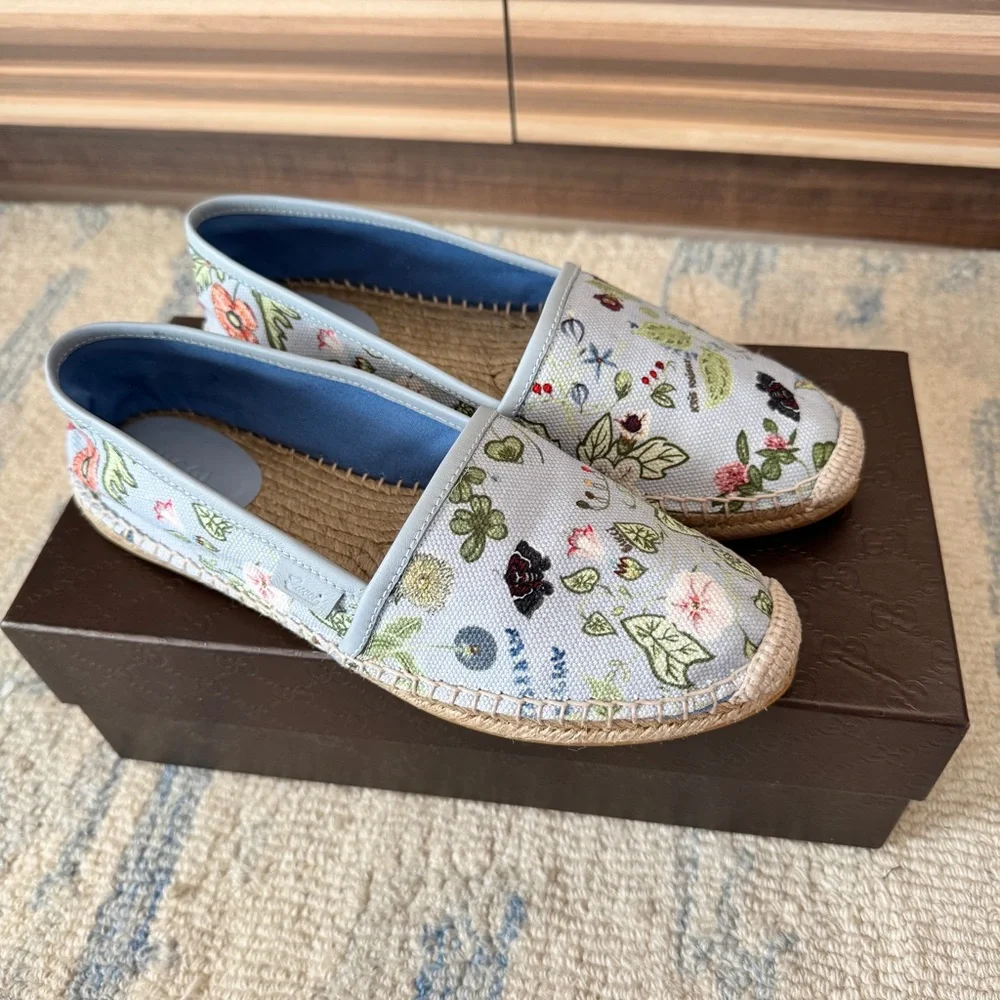 NEW Gucci Floral Espadrilles 38.5